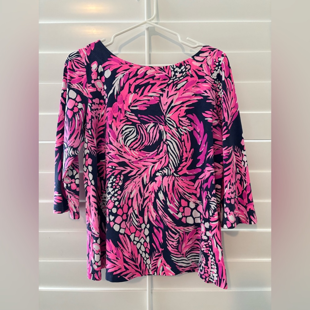 Lilly Pulitzer Pink and Navy Blouse